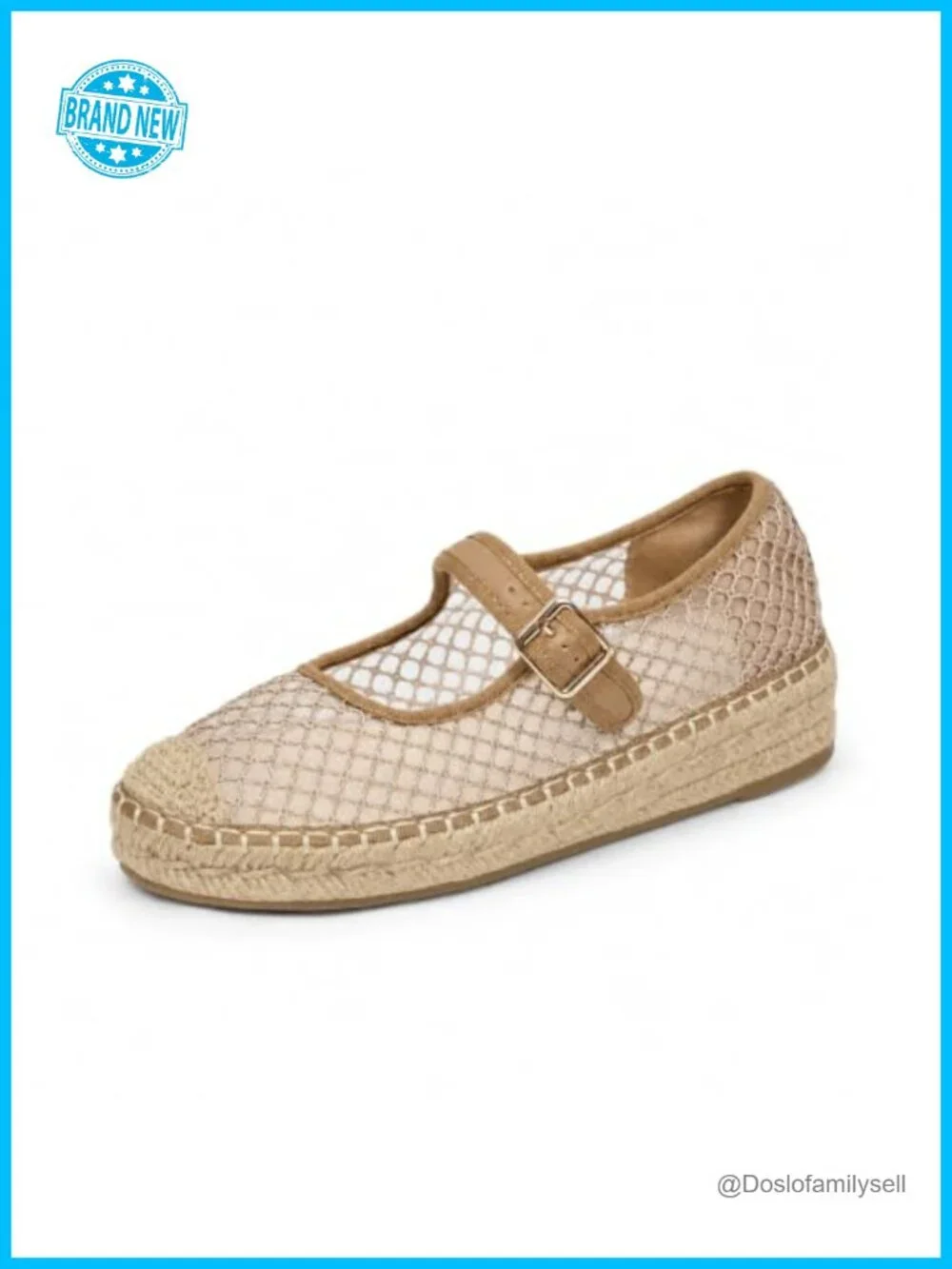 Mary Jane Espadrilles Platform Flats Woven Buckle Round Toe